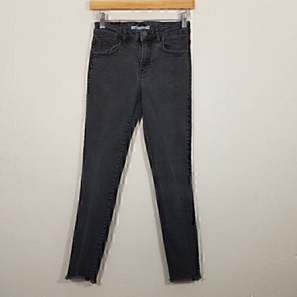 Zara Super Stretch Skinny Jeans Raw Hem Size 6